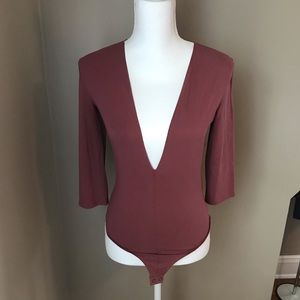 NWOT Deep plunge thong bodysuit